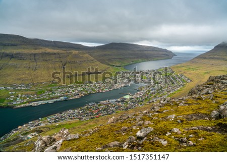 Klaksvik and harbor panoramic view, in Bordoy Island, Faroe Islands