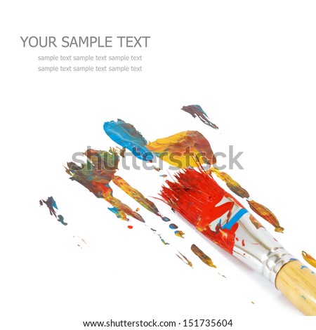 Colorful paints and artist brush Royalty-Free Stock Photo #151735604