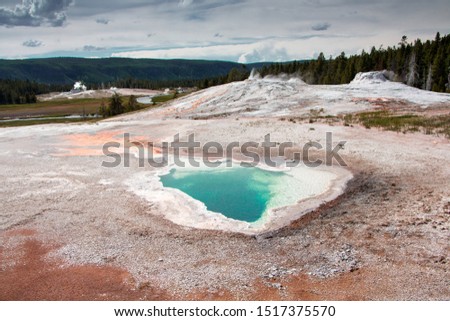 Old Faithful basin in Yellowstone National Park Royalty-Free Stock Photo #1517375570