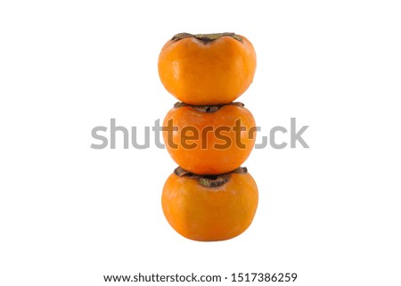 Persimmon fruit isolated on white background with clipping path