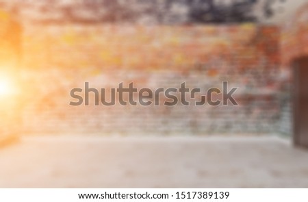 Abstract blur phototography. Brick wall Blank room.  Mockup.. Modern meeting room. 3D rendering.. Sunset