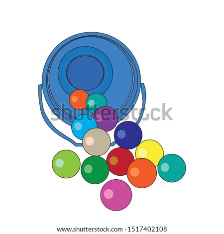 colorful balls and buckets, vector illustration
