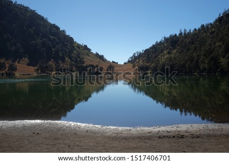 Indonesia, Aug 18, 2019. Lake Ranu Kumbolo, a source of clean water for the climbers of Mount Semeru. Located in the Bromo Tengger Semeru National Park area, between Malang and Lumajang, East Java.