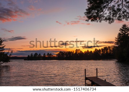 Sunset in the Northwoods of Wisconsin.  Great time to be out on the shore side.