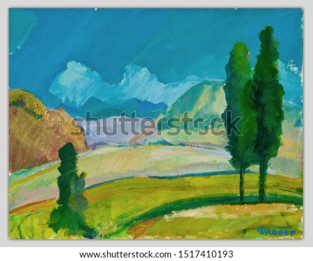 Oil on canvas. Drawn the mountains of Naryn.