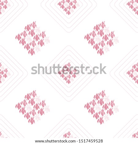 Floral vector seamless pattern with hand drawn stylized flowers, leaves and geometric shapes. Pattern is made with a clipping mask for easy editing.