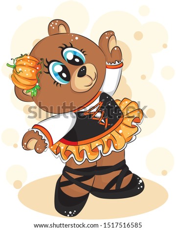 teddy bear ballet halloween costume withpumpkin