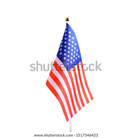 United States of America desktop state flag isolated on white background. Square. Close-up.