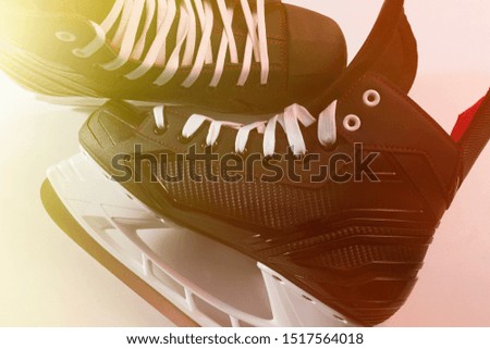 Close-up of a pair of new hockey skates. Toned