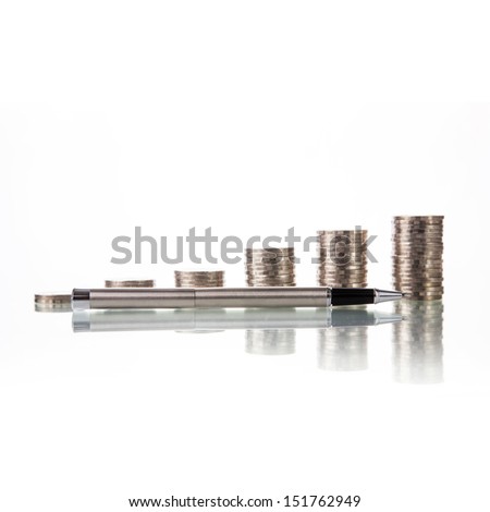 Pen with Money coins