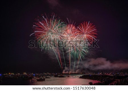 Fireworks in the English Bay, Vancouver, BC - Canada. The picture is fantastic and equilibrate. The image is good to put in an outdoors and to use for commercial. 
