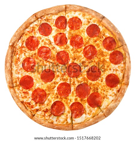 Pizza Pepperoni, isolated on white background, clipping path, full depth of field