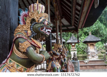 traditional sculpture in a temple of Bali