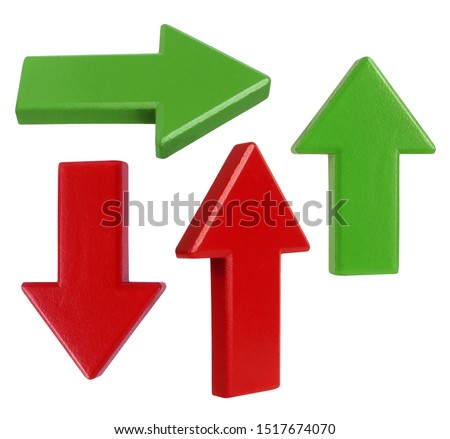 Arrows direction signs red and green isolated on white background Royalty-Free Stock Photo #1517674070
