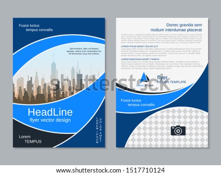 Modern geometric business two-sided flyer, booklet, brochure cover vector design template. A4 format