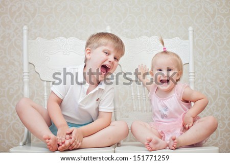 brother and sister shouting