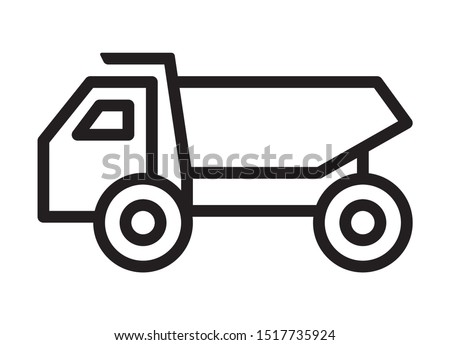 Dump truck / dumptruck or dumper truck line art vector icon for apps and websites