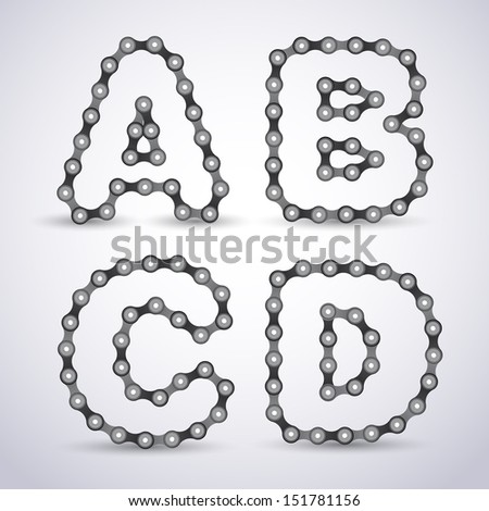 Vector alphabet letters made from Bicycle chain