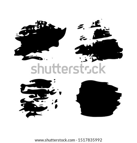 Sketch Scribble Smears. Set of four Hand drawn Paint Scribble Stains. Vector illustration.