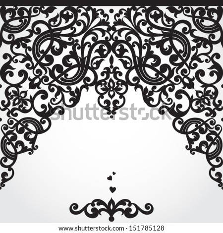 Vector baroque seamless border in Victorian style. Element for design. You can place the text on empty place. It can be used for decorating of invitations, cards, decoration for bags and clothes.
