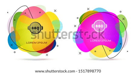 Color Barbecue grill icon isolated on white background. Top view of BBQ grill. Steel grid. Abstract banner with liquid shapes. Vector Illustration