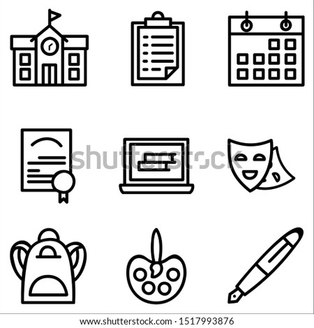 School and Education Line Icons. Isolated with white background.