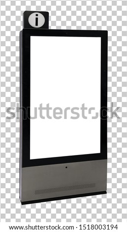 Digital media blank black and white screen modern panel, signboard for advertisement design in a shopping center, gallery. Mockup, mock-up, mock up digital info kiosk with clipping path.