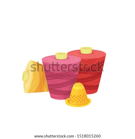 thread and sewing thimble vector illustration