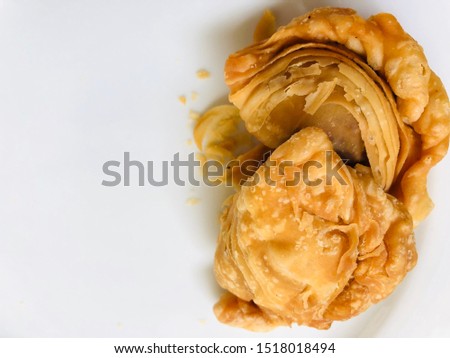 curry puff pastry isolated on  white background.
