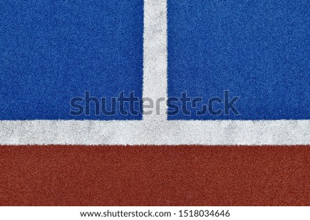 white line on blue with brown football artificial turf texture and background
