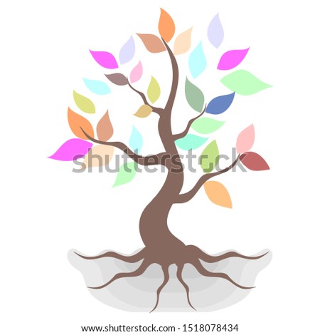 colorful abstract trees and roots leaves. vector