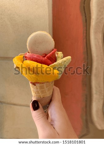 Ice cream, colorful, flowers, Summer Food, Dessert, Frozen.