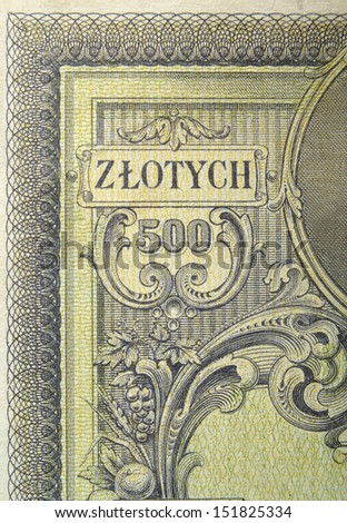 Vintage elements of paper banknotes, Poland