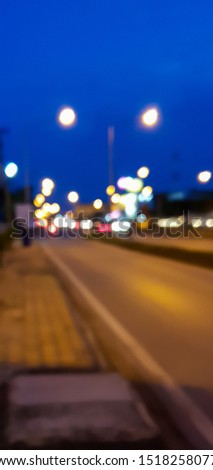 Out of focus picture road at night