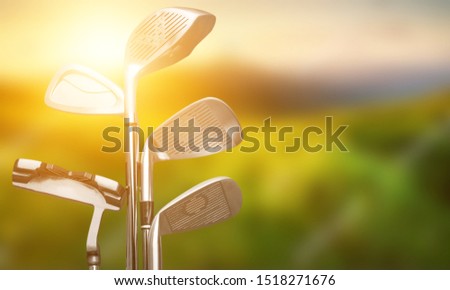 Golf, Metal Golf Club on bokeh background