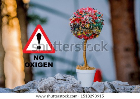 Artificial tree. NO OXYGEN. Place for text.