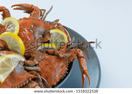 Cooked red crabs, delicious healthy seafood