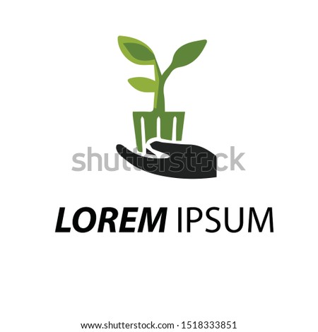 logo organic with green leaves.-Vector illustration