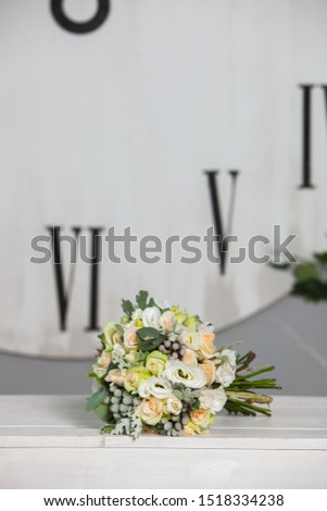 wedding bride's bouquet. vintage toned picture. Wedding day. Bouquet with love