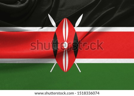 Realistic flag of Kenya on the wavy surface of fabric