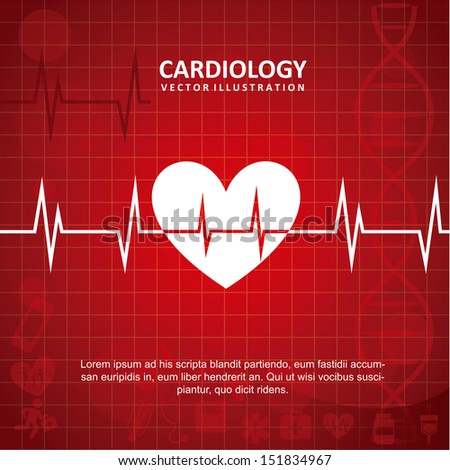 cardiology design over red background vector illustration  Royalty-Free Stock Photo #151834967