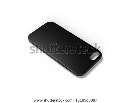 Blank Black smart phone mobile back cover isolated on white background, 3d illustration.