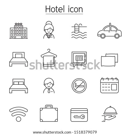 Hotel icon set in thin line style