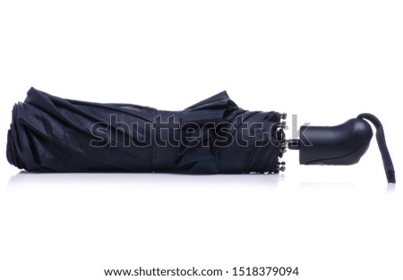 Black umbrella automatic on white background isolation