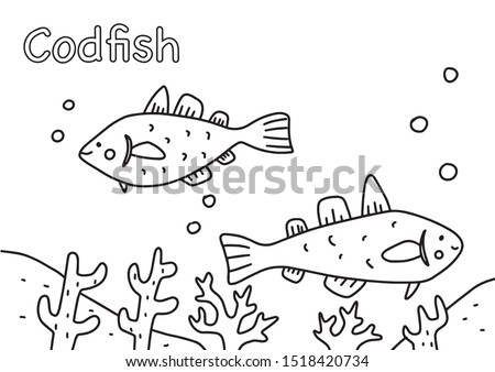 coloring book, children book illustration, Coloring page, turtle vector, coloring book series of sea animals, fish series coloring book