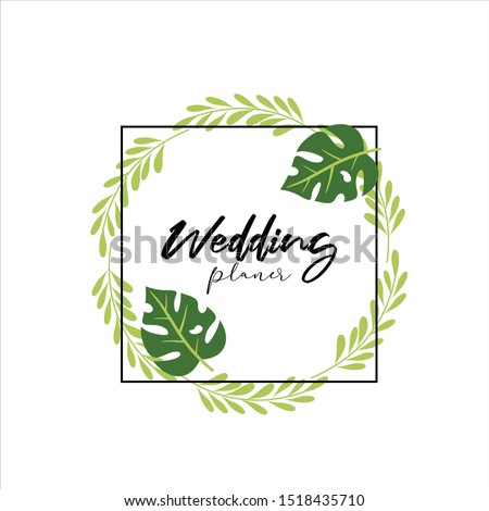 Wedding invitation with blossom cherry. Bridal shower invitation with white background. Vintage floral invitation for spring or summer bridal shower. Vector illustration.