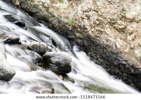 Photography of a wild fast river, flowing through rocks.