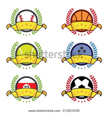 Various sport icon winning badges, winners concept, vector illustration