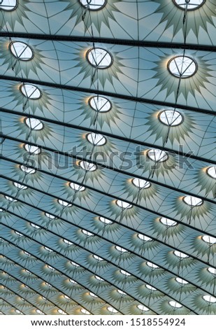 Stadium roof design with geometric shapes. Abstract background. Building structure.