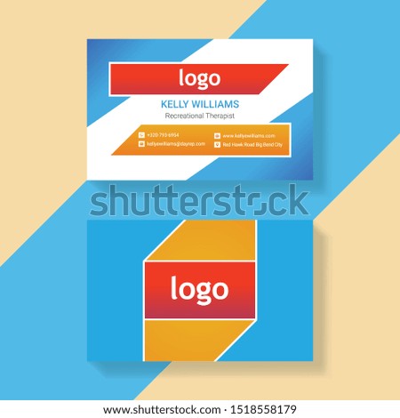 Blue and Red modern creative business card and name card,horizontal simple clean template vector design, layout in rectangle size.
